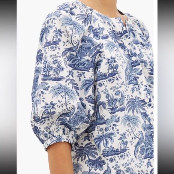 STAUD Chic Blue and White Floral Blouse, XS - Picture 2 of 13